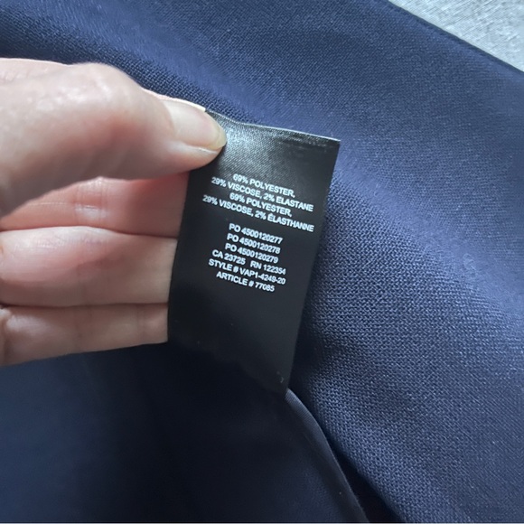 Babaton Aritzia Power Blazer Navy Open-Front 3/4 Sleeve Jacket Sz 2 - Picture 8 of 12